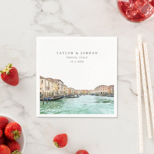 Serviette En Papier Venice Italie Mariage Papier Cocktail Napkin (En situation)