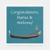 Serviette En Papier Venise, Italie Gondola et Gondolier Turquoise Blue (Devant)