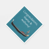 Serviette En Papier Venise, Italie Gondola et Gondolier Turquoise Blue (Coin)