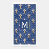 Serviette En Papier Ventilateur Art déco bleu, or et blanc Motif (Devant)