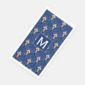 Serviette En Papier Ventilateur Art déco bleu, or et blanc Motif (Coin)