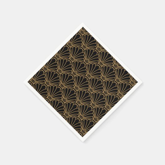 Serviette En Papier Ventilateur Art déco noir et or Motif (Coin)