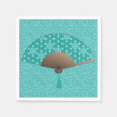 Serviette En Papier Ventilateur japonais en Asanoha motif, Turquoise (Devant)