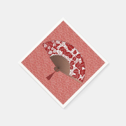 Serviette En Papier Ventilateur japonais en papier feuille, rouge fonc (Coin)
