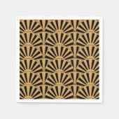 Serviette En Papier Ventilateur or et noir Art déco Fleurs Motif (Devant)