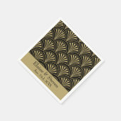 Serviette En Papier Ventilateurs Black et Gold Déco Personnalisés (Coin)