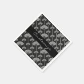 Serviette En Papier Ventilateurs floraux noirs et blancs (Coin)