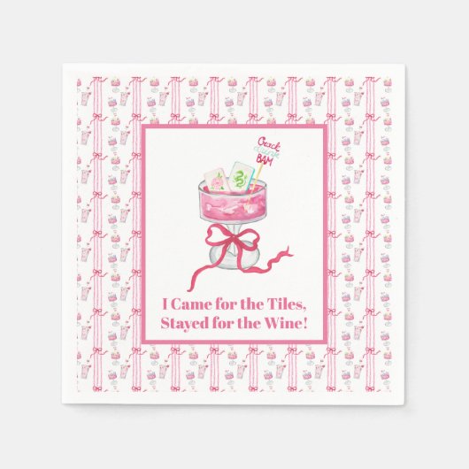 Serviette En Papier Venu pour les carreaux, Resté pour le vin Mahjong (Devant)