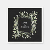 Serviette En Papier Verdure Aquarelle Foliage Mariage (Devant)