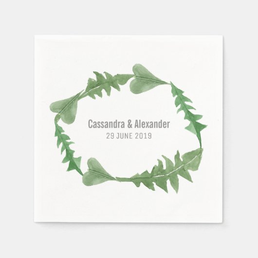 Serviette En Papier Verdure Aquarelle Foliage Mariage (Devant)
