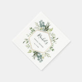 Serviette En Papier Verdure Aquarelle Or Hexagon Fête des mariées (Coin)