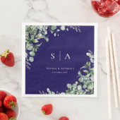 Serviette En Papier Verdure Australie Mariage serviettes, bleu marine (En situation)