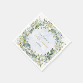 Serviette En Papier Verdure Dusty Blue Aquarelle Fleur sauvage Mariage (Coin)