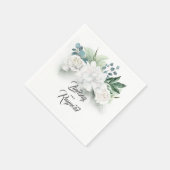 Serviette En Papier Verdure et fleurs blanches Mariage romantique (Coin)