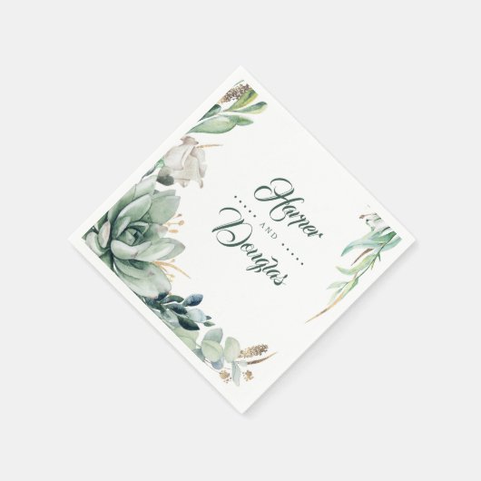 Serviette En Papier Verdure et or Botanique Mariage élégant (Coin)