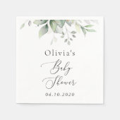 Serviette En Papier Verdure, Eucalyptus Feuilles, Boho, Baby shower (Devant)