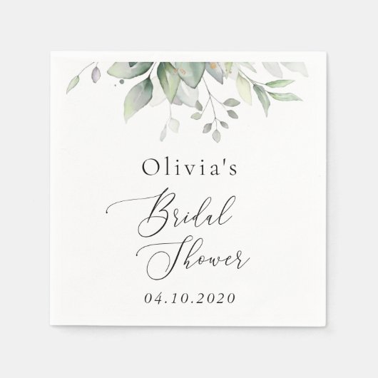 Serviette En Papier Verdure, Eucalyptus Feuilles, Boho, Fête des marié (Devant)