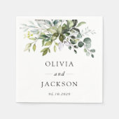 Serviette En Papier Verdure, Feuilles d'Eucalyptus, Mariage botanique (Devant)