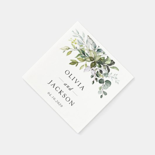 Serviette En Papier Verdure, Feuilles d'Eucalyptus, Mariage botanique (Coin)