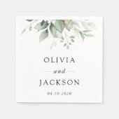 Serviette En Papier Verdure, Feuilles d'Eucalyptus, Mariage botanique (Devant)