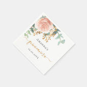 Serviette En Papier Verdure fleurie or rose élégant Quinceanera (Coin)