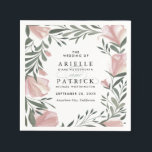 Serviette En Papier Verdure fleurie Vintage Rustique Mariage serviette<br><div class="desc">Floral Greenery Vintage Rustic Mariage Napkins - dispose d'une aquarelle design de fleurs roses rousses et de verdure. Ce design comprend également des polices modernes et élégantes pour la mise en page du texte.</div>