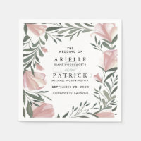 Verdure fleurie Vintage Rustique Mariage serviette
