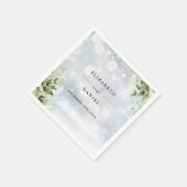 Serviette En Papier Verdure Floral Élégant Mariage d'hiver (Coin)