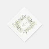 Serviette En Papier Verdure Foliage Or Monogramme Mariage serviettes (Coin)