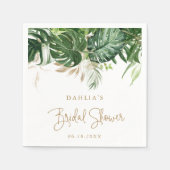 Serviette En Papier Verdure Gold Tropical Elégante Fête des mariées (Devant)