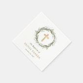 Serviette En Papier Verdure hivernale rustique | Couronne et baptême c (Coin)