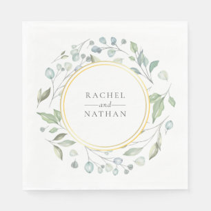 Serviette En Papier Verdure Laurel Garland Faux Gold Foil Mariage