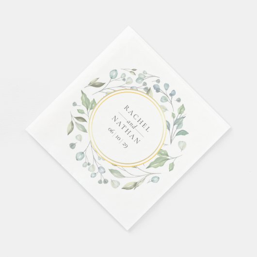 Serviette En Papier Verdure Laurel Garland Faux Gold Foil Mariage (Coin)