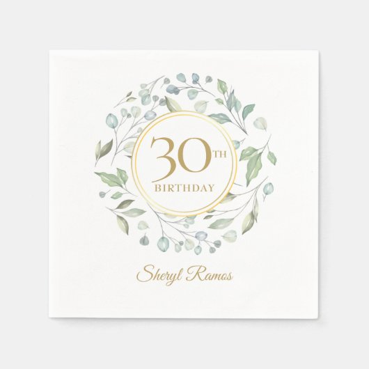 Serviette En Papier Verdure Laurel Garland Gold 30e anniversaire (Devant)