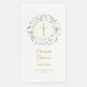 Serviette En Papier Verdure Laurel Garland Gold Baptême Christening (Devant)