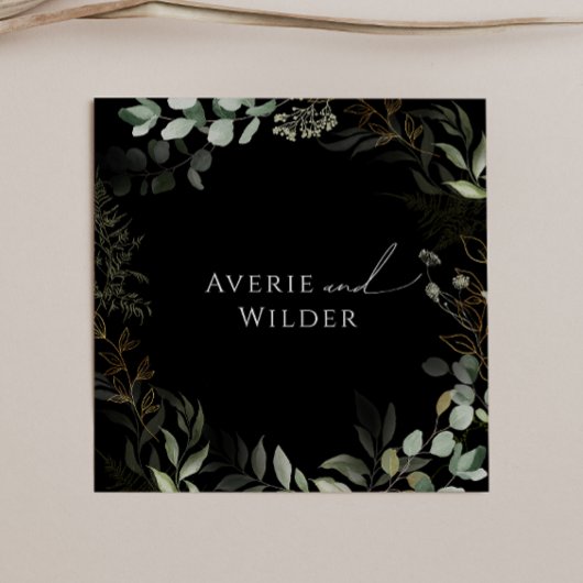Serviette En Papier Verdure lunaire et Mariage noir or serviettes