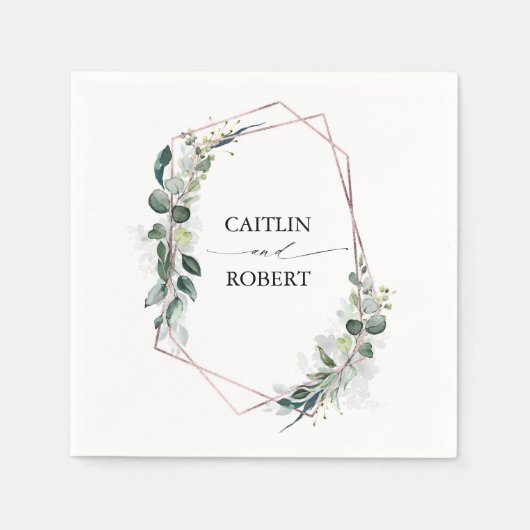 Serviette En Papier Verdure luxuriante et feuillage Eucalyptus Géométr (Devant)