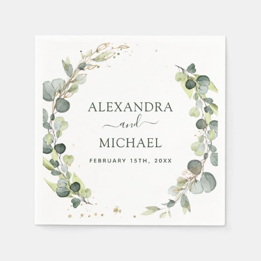 Serviette En Papier Verdure mariage Eucalyptus Botanique (Devant)