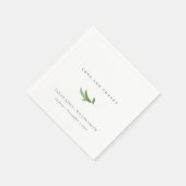 Serviette En Papier Verdure minimale du feuillage Merci Mariage (Coin)