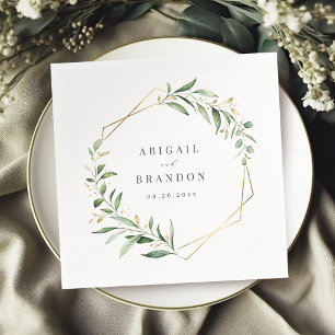 Serviette En Papier Verdure moderne or géométrique Mariage rustique gé