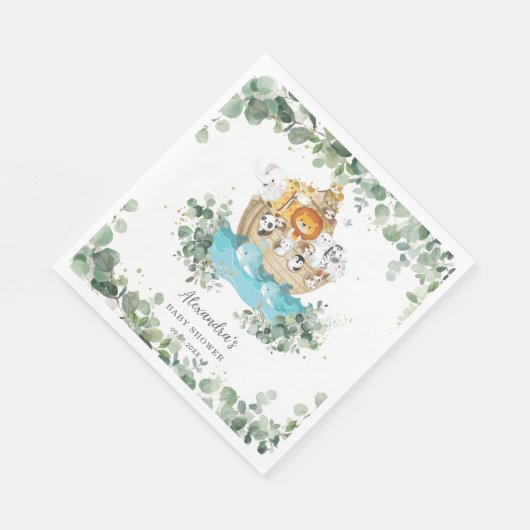 Serviette En Papier Verdure Noah's Ark Cute Animaux Bébé Anniversaire (Coin)
