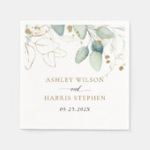 Serviette En Papier Verdure or Eucalyptus Rustique Mariage (Devant)