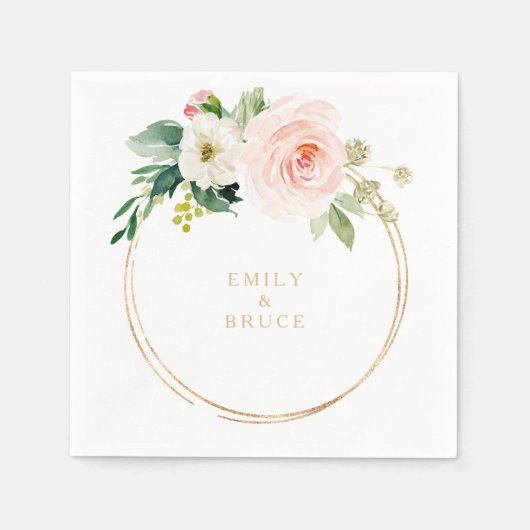 Serviette En Papier Verdure & Or Géométrique Mariage élégant Napkin (Devant)