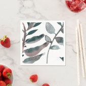 Serviette En Papier Verdure rustique Bleue Botanique Feuille Aquarelle (En situation)