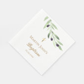 Serviette En Papier verdure rustique branche d'olivier Baptême (Coin)