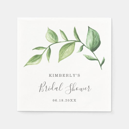 Serviette En Papier Verdure Rustique Élégante Fête des mariées botaniq (Devant)
