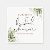 Serviette En Papier Verdure rustique Élégante Fête des mariées Script (Devant)