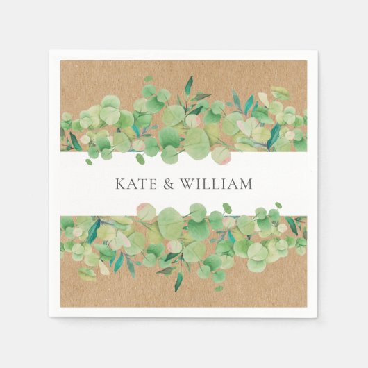 Serviette En Papier Verdure rustique Eucalyptus Garland Mariage (Devant)