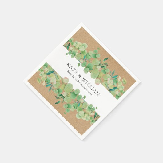 Serviette En Papier Verdure rustique Eucalyptus Garland Mariage (Coin)