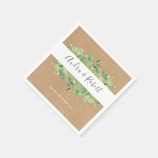 Serviette En Papier Verdure rustique Eucalyptus Garland Mariage (Coin)